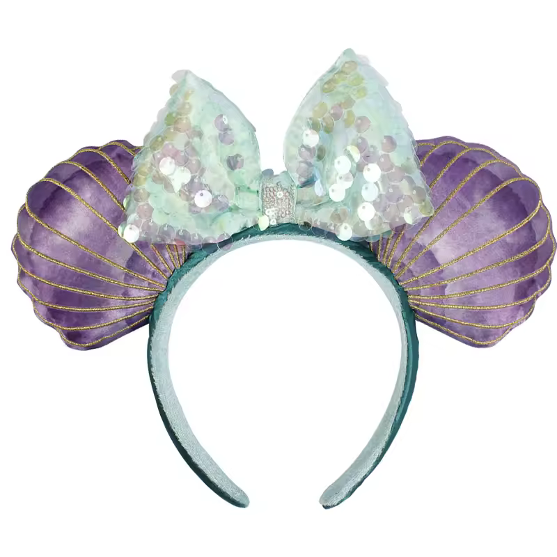 2026 Mickey Mouse Ears Headband 2025 Cinderella Rapunzel Princess Bow Minnie Ear Headwear for Adult Kids Holiday Hairband - Image 11