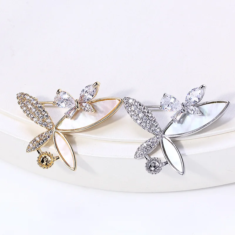 

DIY Copper Gold Plated Shell Inlaid Butterfly Pearl Brooch Blank Base, Trendy Elegant Corsage Jewelry Findings For Women