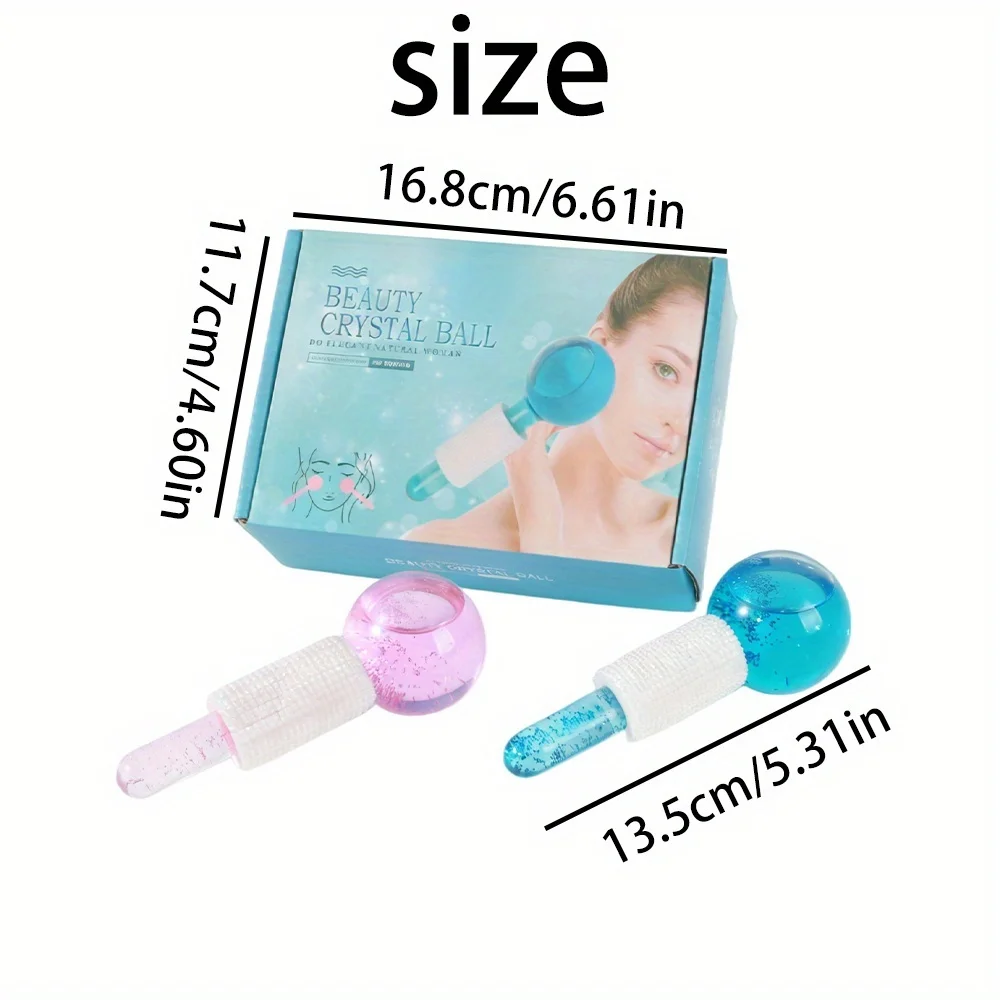 2Pcs Ice Globes Facial Massager for Face Eyes Neck Gua Sha Cooling Roller Dark Circles Relief Skin Care Tool Reusable view 4