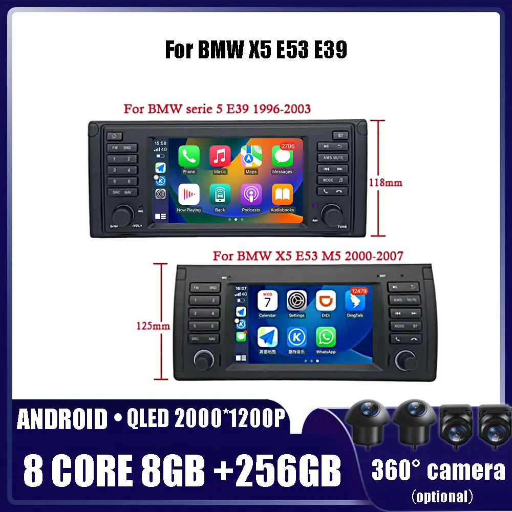 Per BMW X5 E53 E39 autoradio navigazione multimediale GPS Carplay No 2din Stereo Android OS WIFI DSP schermo da 7 pollici Bluetooth FM