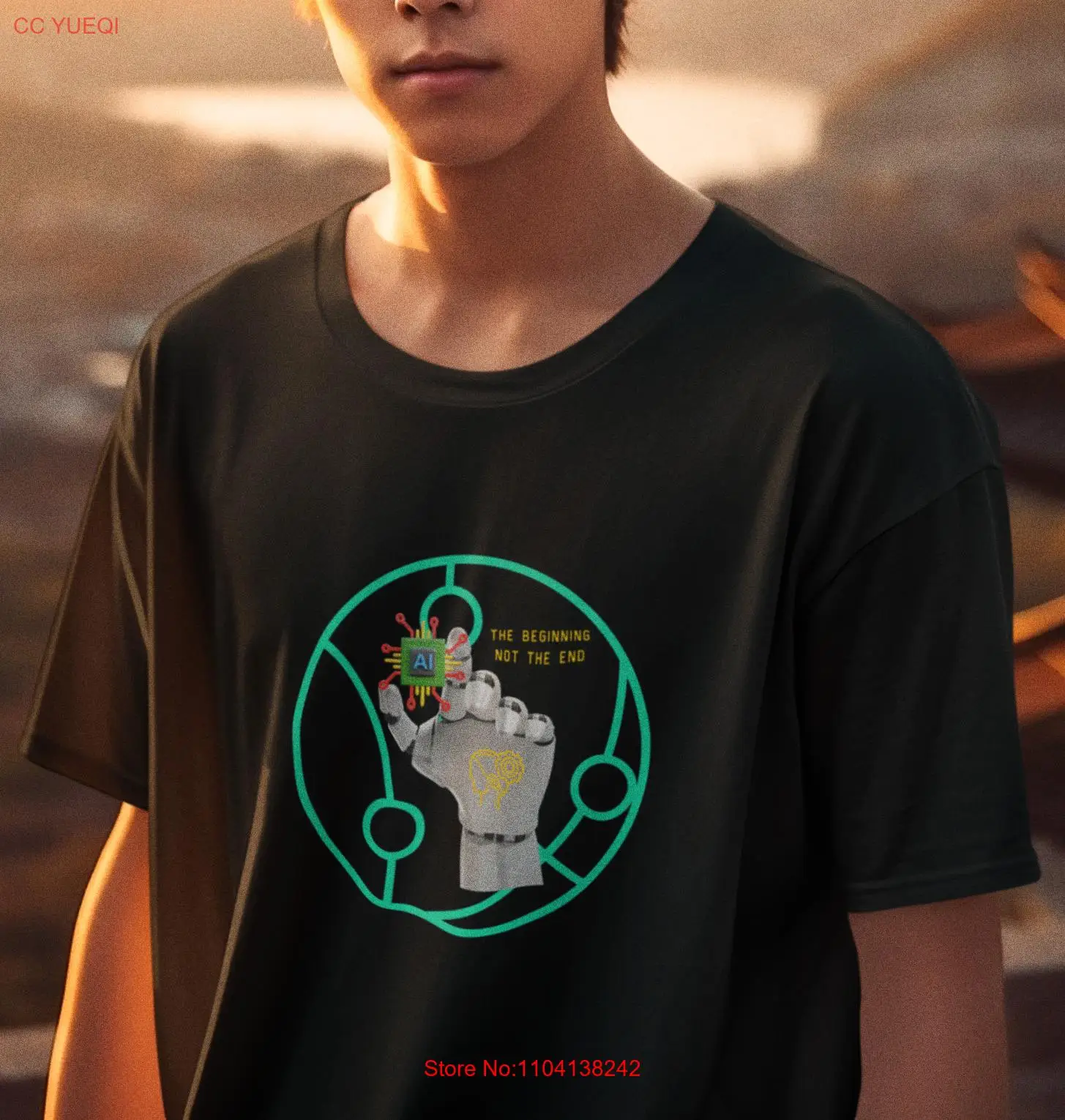 

Искусственный интеллект, AI The Beginning Not The End, футболка с искусственным интеллектом, футболка с принтом...