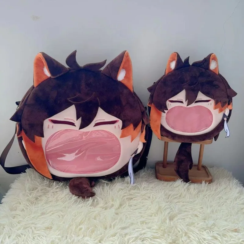 

Genshin Impact Zhongli Itabag Cartoon Animation Game Peripheral Anime Cotton Doll Plush Doll Backpack Student Messenger Bag New