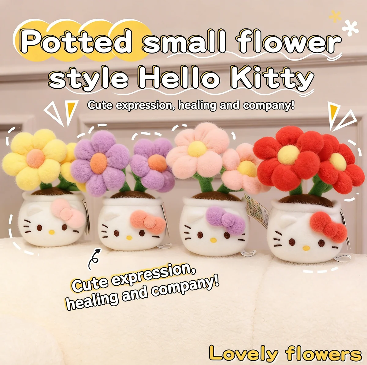 

HelloKitty Sanrio Plush Potted Flower Hello Kitty Doll Birthday Girl Cute Potted Doll Cartoon