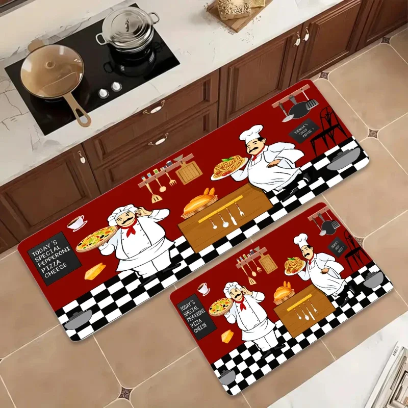 Non-Slip Chef Print with Utensil Design - Durable for /Outdoor Entryway, Christmas & Thanksgiving Decor, Chef Hat & Theme (for