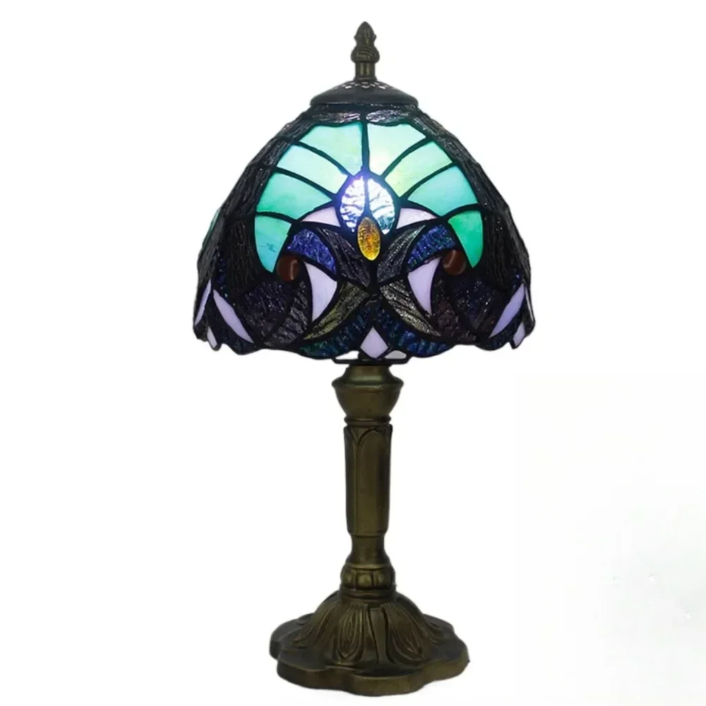 

Dia20cm Tiffany Stained Glass 25k Lampshade Antique Style Table Lamp Reading Desk Light for Living Bedside/Bedroom/Cafe