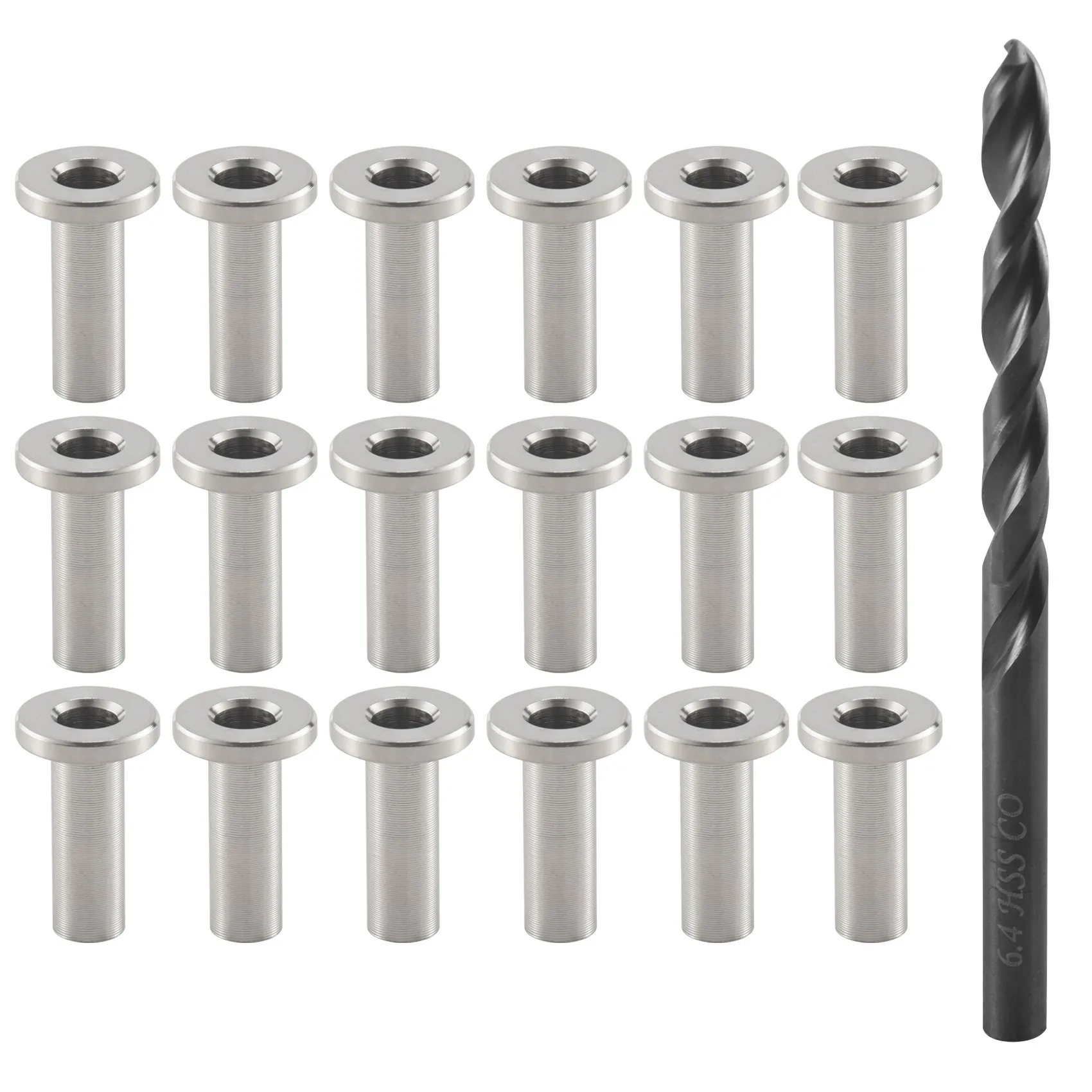 

N99R 40 Pack T316 Stainless Steel Protector Sleeves For 1/8 inch Wire Rope Cable Railing DIY Balustrade with 1Pc Drill Bit
