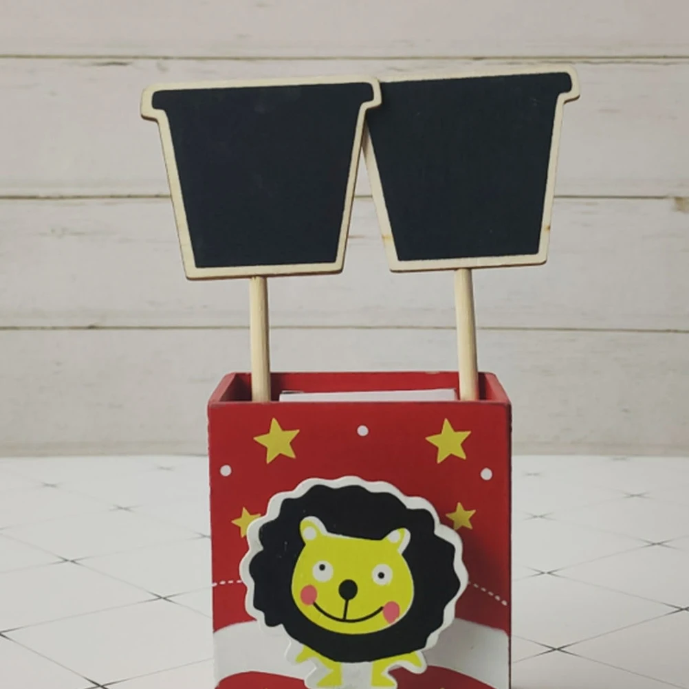 

10pcs Garden Blackboard Topper Wooden Plant Signs Chalkboard Picks Decorative Wood Topper For Potted Plants Vase Decoration