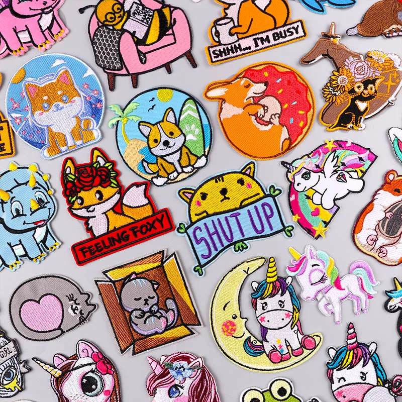 

Cartoon Animal Patch DIY Embroidered Patches For Clothing Cute Cat Applique Iron On Patches On Clothes Sewing/Fusible Patch