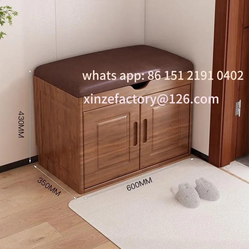 

Customizable door can sit rubber wood closed dustproof shoe cabinet home entrance large capacity storage solid wood shoe rack