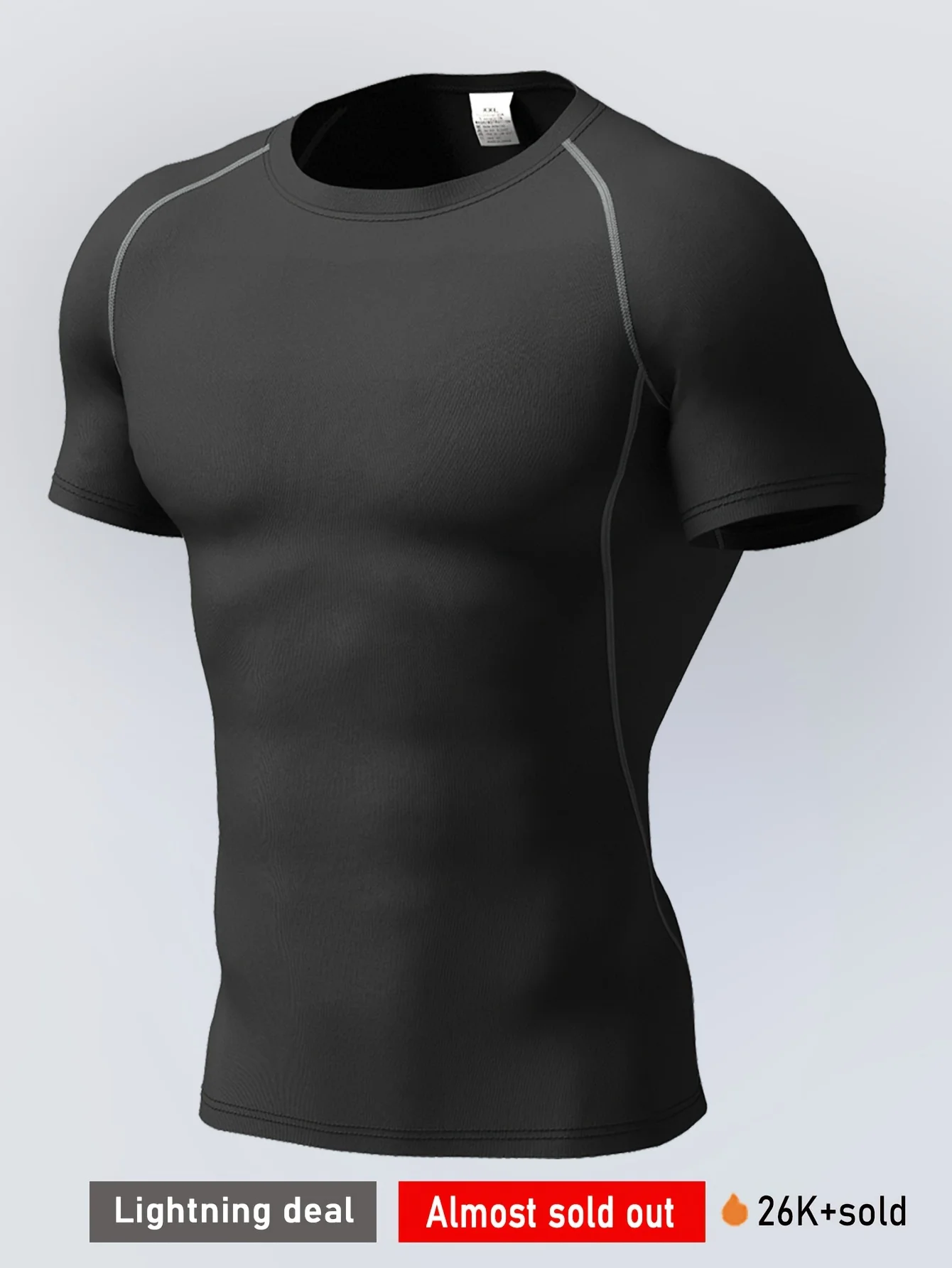 قميص رياضي مضغوط للرجال، قميص أسود بأكمام قصيرة، مناسب للجري وكرة السلة وركوب الدراجات وما إلى ذلك، ملابس رياضية غير رسمية