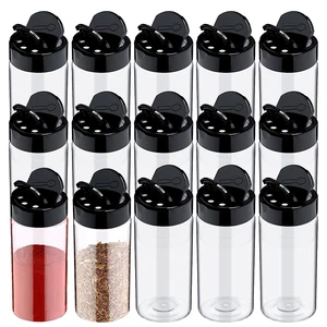 Pot d’épices en plastique transparent LMETJMA avec couvercles de shaker Contenants d’assaisonnement de cuisine pour entreposage en cuisine Poudres d’épices JT198 6 meilleures épices de vente - No 3