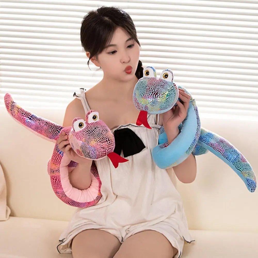 Sequin Fabric Year of The Snake Plush Toys Simulated Chinese Snake Year Mascot Doll Plush Soft Sequined Snake Doll