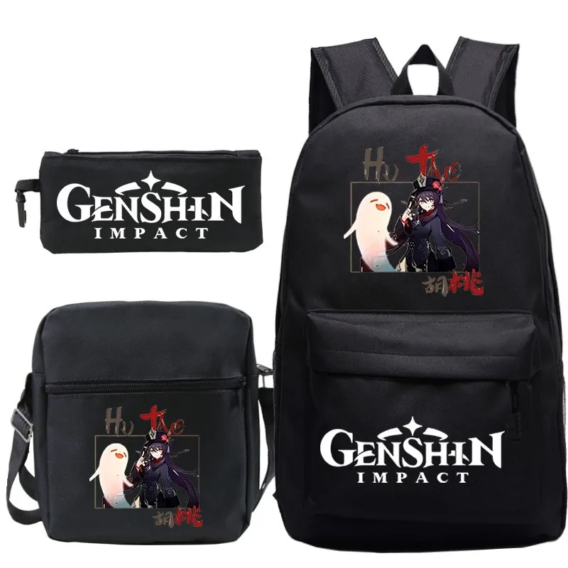 Anime Genshin Impact School backpack Hutao Cosplay bag, Kawaii girl printed Boho handbag,Student backpack for birthday gift