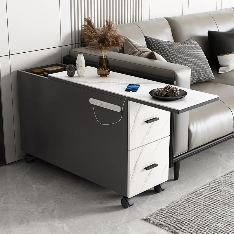 فاخر خفيف، بلاطة صخرية، أريكة، جانبية قابلة لإعادة الشحن، شقة صغيرة، طاولة قهوة زاوية، خزانة شاي #2