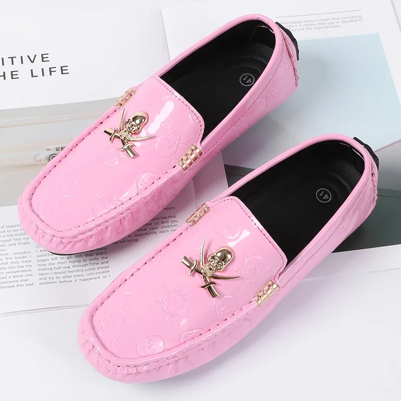 New Designer Business Casual Shoes Hallowmas Skull Patent Leather Loafers Breathable Men Penny Male Driving Boat Shoes Moccasins