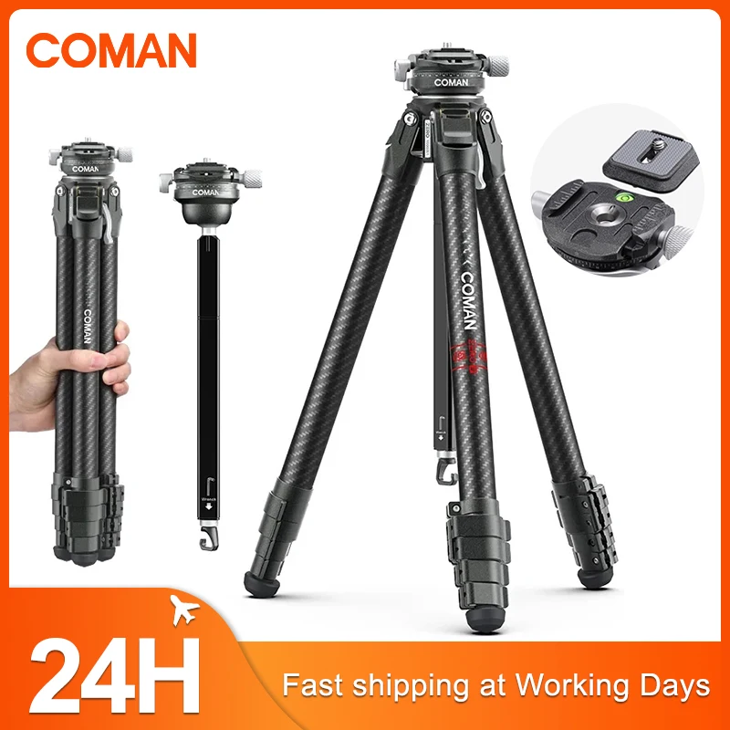 

COMAN Zero Y Carbon Fiber Tripod 360° Panoramic Ball Head With Arca Swiss Quick Release Plate For DSLR Camera Video Photography