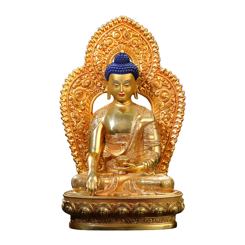 Exquisite Copper brass gilding Sakyamuni Amitabha buddha statue tibet buddhism Tantra Nepal sculpture