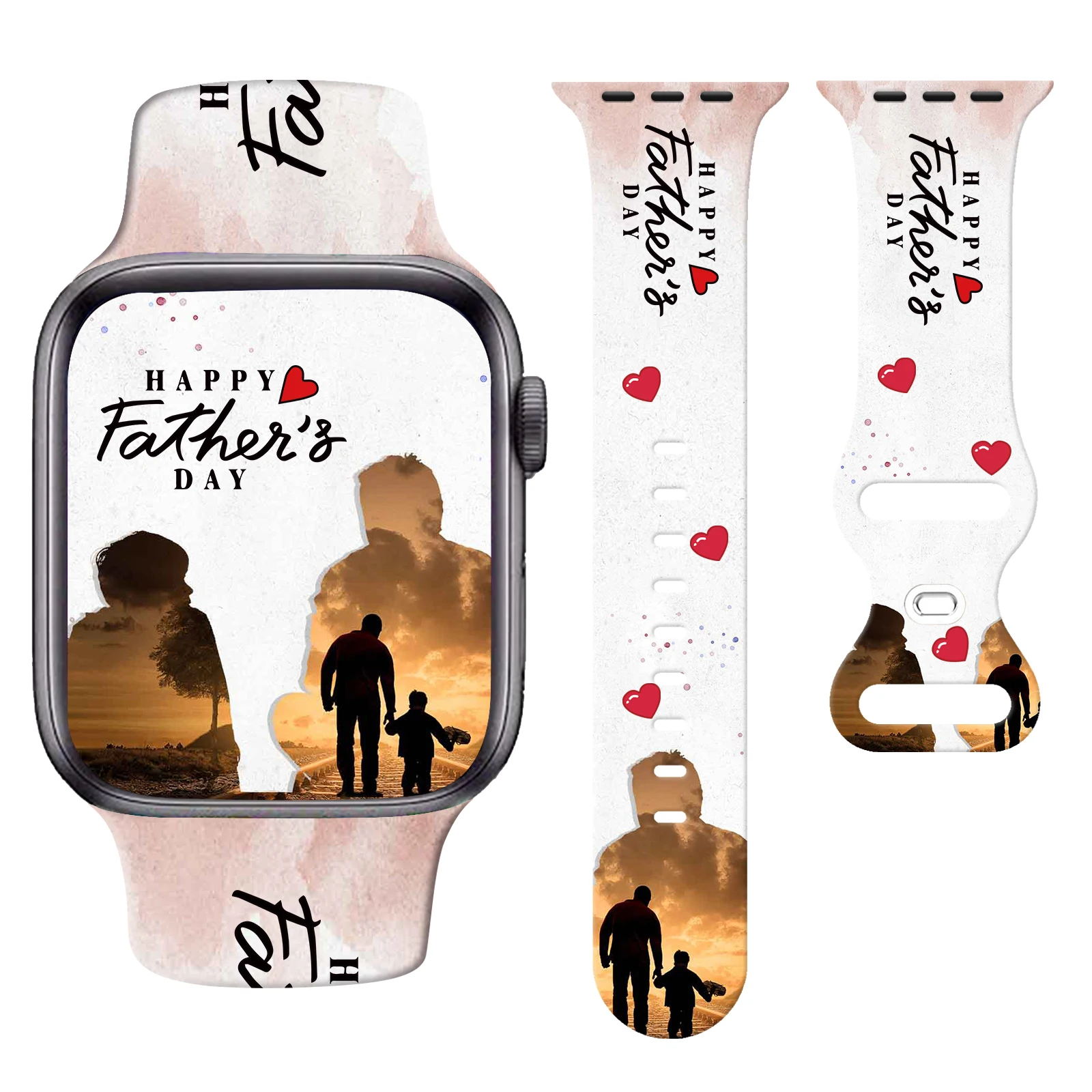 

Father's Day Printed Strap for Apple Watch 11 10 9 8 Silicone Band Replaceable Bracelet for iWatch 46mm 44mm 42mm 41mm Watchband