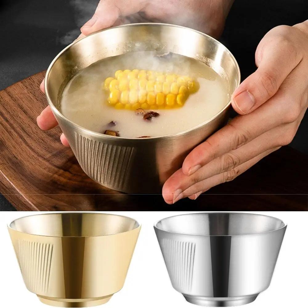 

Anti Scald Stainless Steel Bowl Heighten Bottom Stackable Dessert Serving Bowl Reusable Heat-resistant Ice Cream Containers