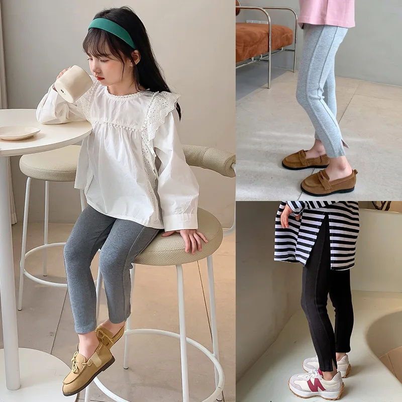 

Girls' Split Pants Spring and Autumn Outer Wear New Children's Clothing Western Style Children's Brushed Leggings Baby Girl Pant