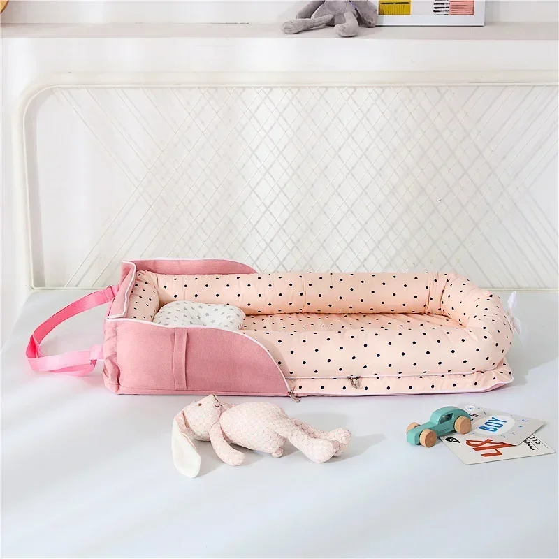 New Infant Cotton Cradle Crib Newborn Basket Bassinet Newborn Bed Portable Baby Nest for Boys Girls Travel Bag Cot Cushion Gift