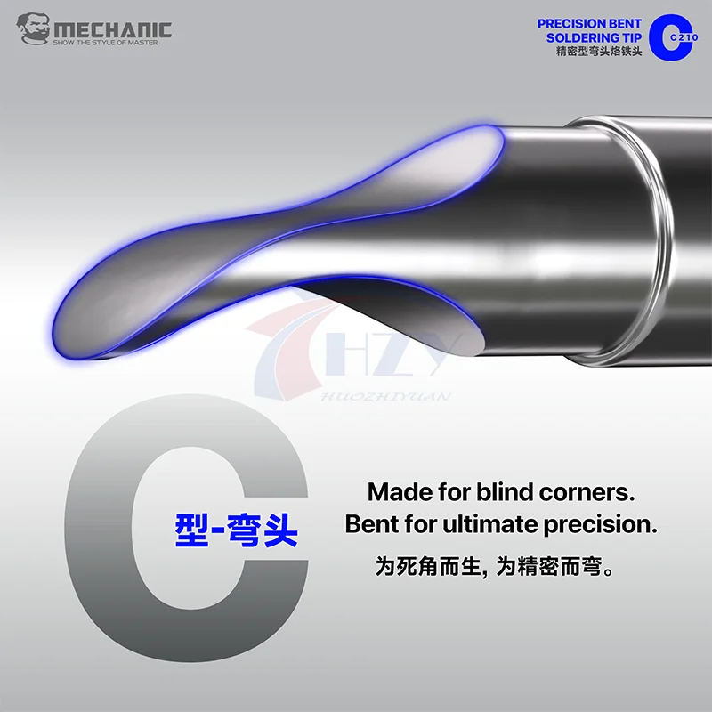 MECHANIC C210-C Curved Soldering Iron Tip Thickened Iron Plating Fast Heat Up Replacement Tip for Phone Motherboard Repair Tools