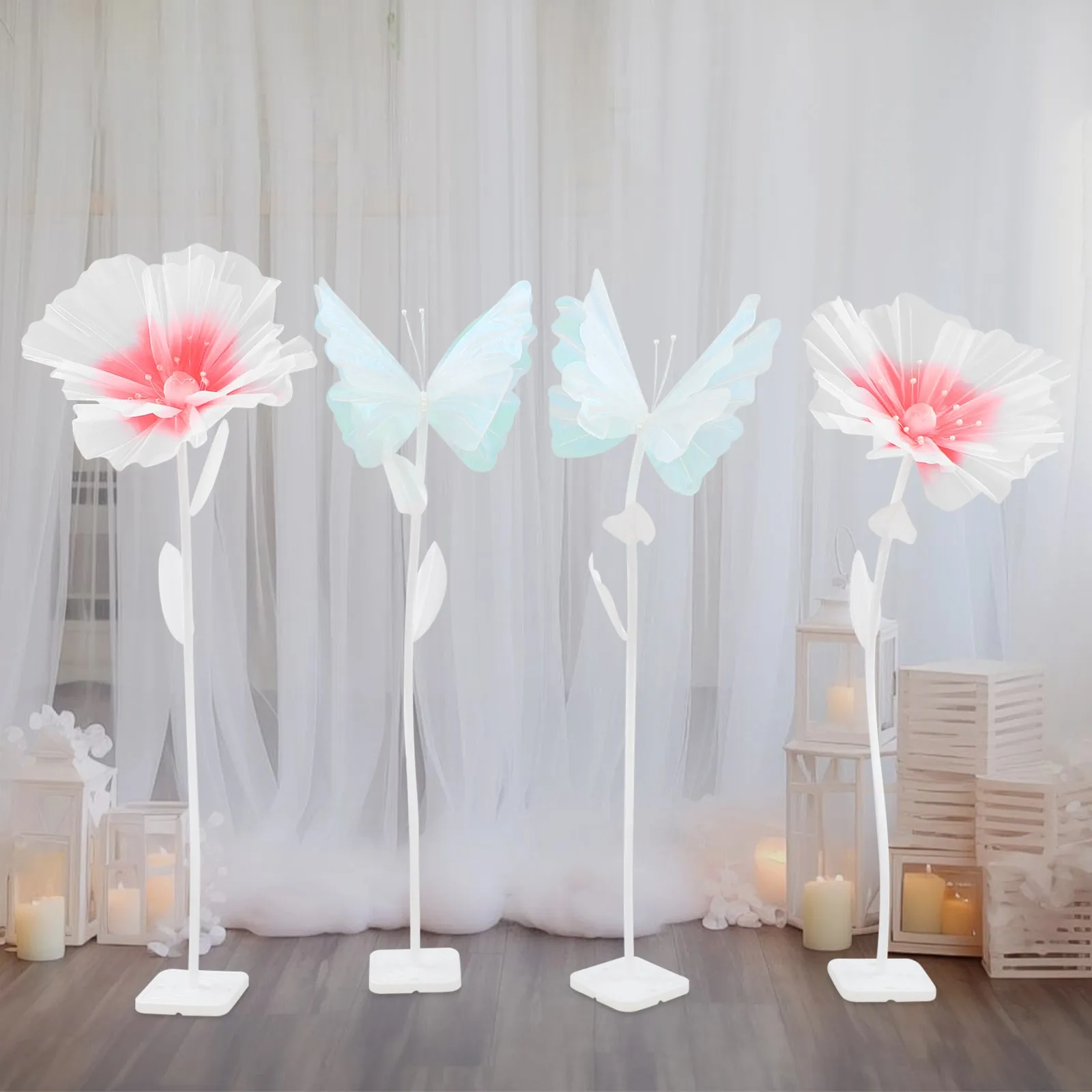 Lifelike Artificial Butterflies And Flowers, Decor Set, Reusable, Easy To Install, For Weddings, Birthdays & Parties