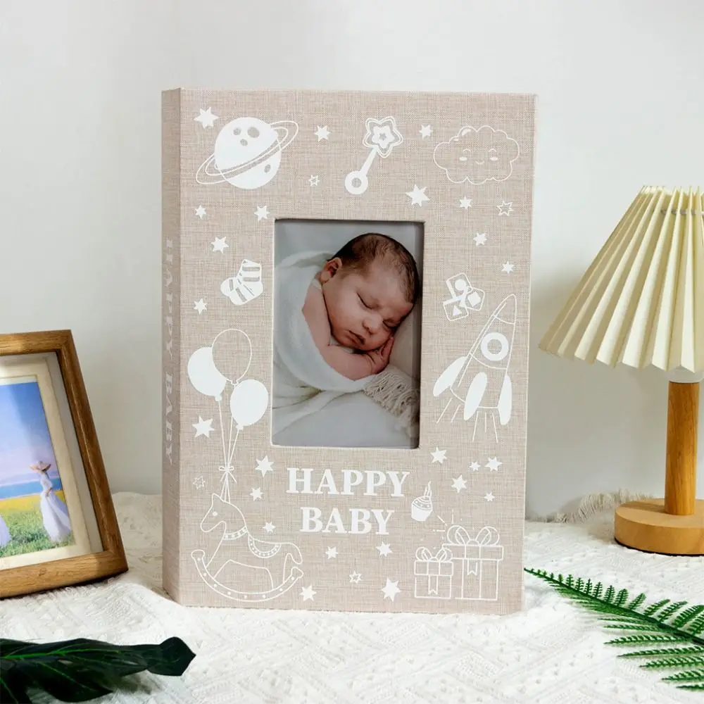 Creative 4R/4×6 Photo Growth Album 300 Pockets Memorial Memory Book Thickened Linen Cover Newborn Photo Album Gifts