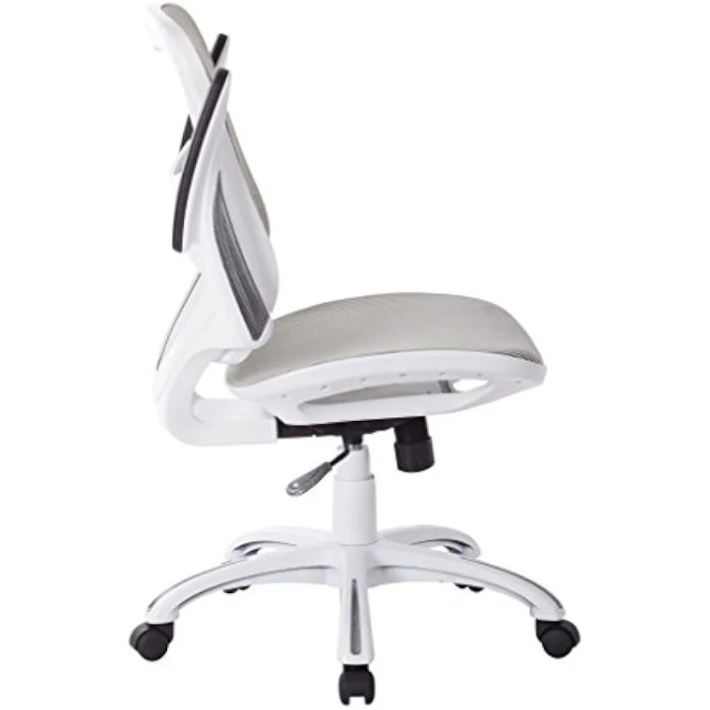 Office Star Ventilated Manager's Office Desk Chair with Breathable Mesh Seat and Back, White Base, White