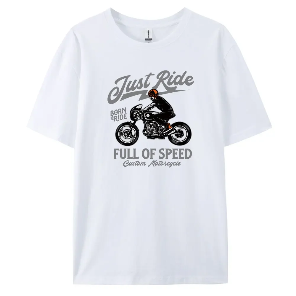 

JustRide Men's Casual Short-sleeved T-shirt with 100% Cotton Fashion print Tees oversizeZQ