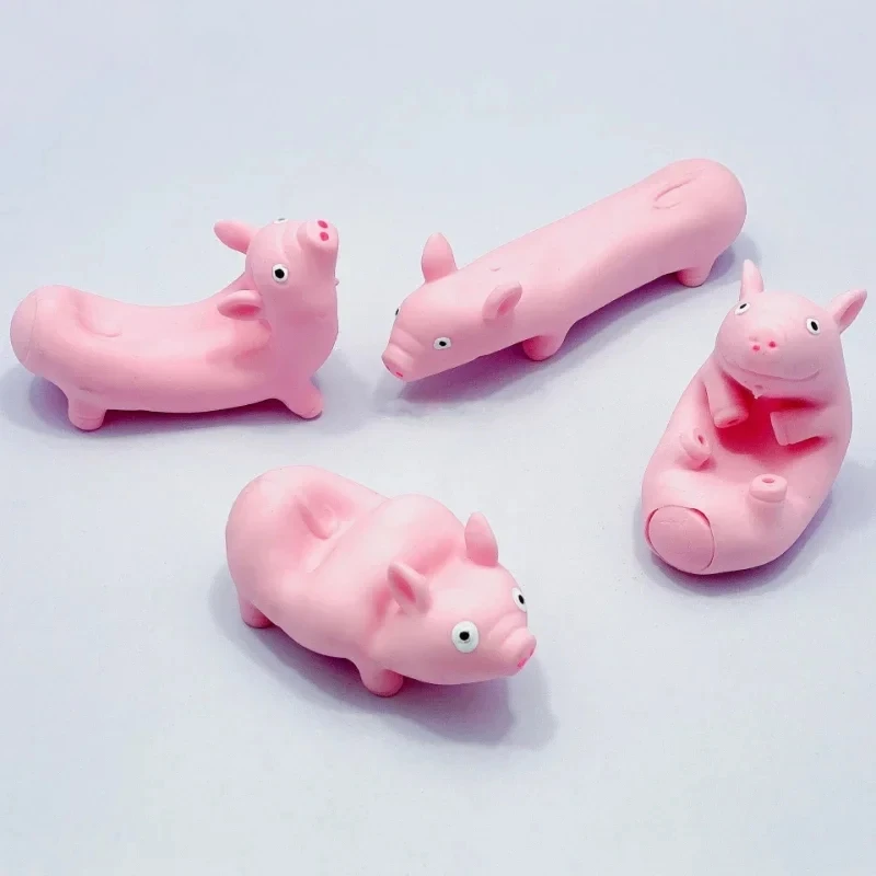 Anti stress fun pink pig squeezing rubber animal model adventure strange slow rebound stretching simulation decompression pig