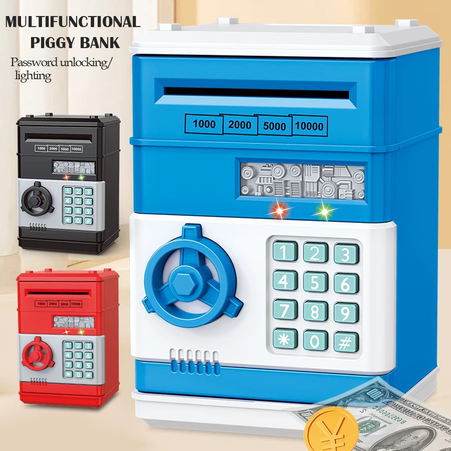 Jouets de tirelire de mot de passe électronique, boîte à monnaie d'économie d'ATM, boîte de monnaie en papier à défilement automatique, mot de passe d'empreinte digitale, déverrouillage des cadeaux pour enfants