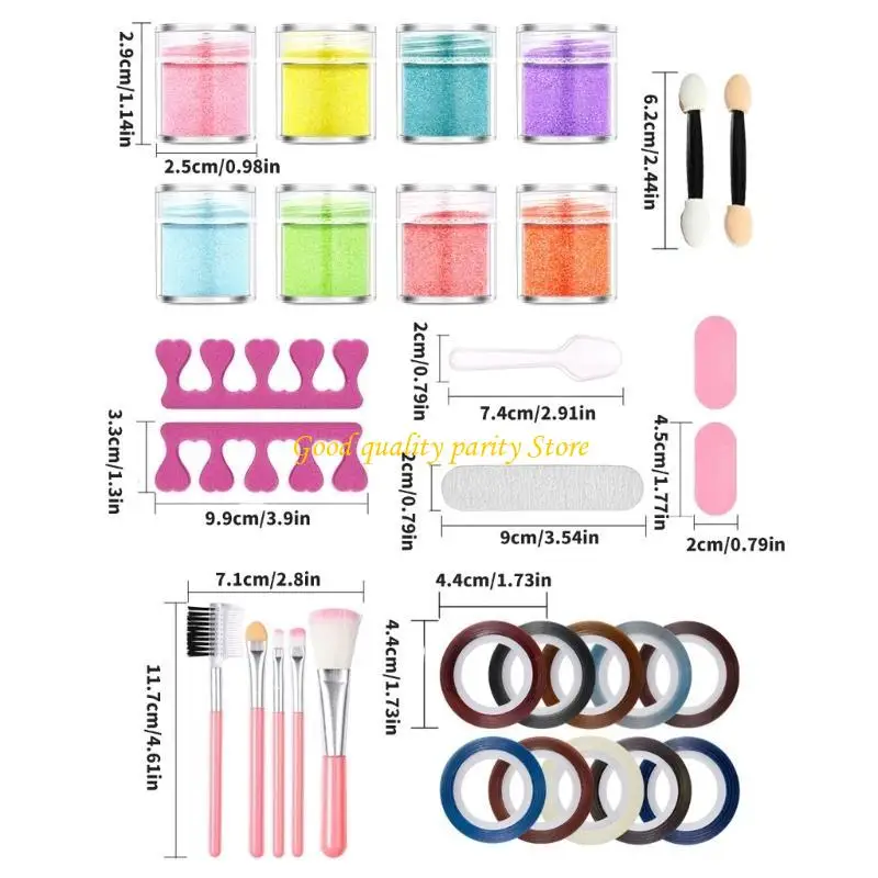 m4ya nails 브러시 세트 손톱 반짝이는 분말 손톱 파일 손톱 아트 키트 아트 반짝이 손톱 여자 여자를위한 예술 장식