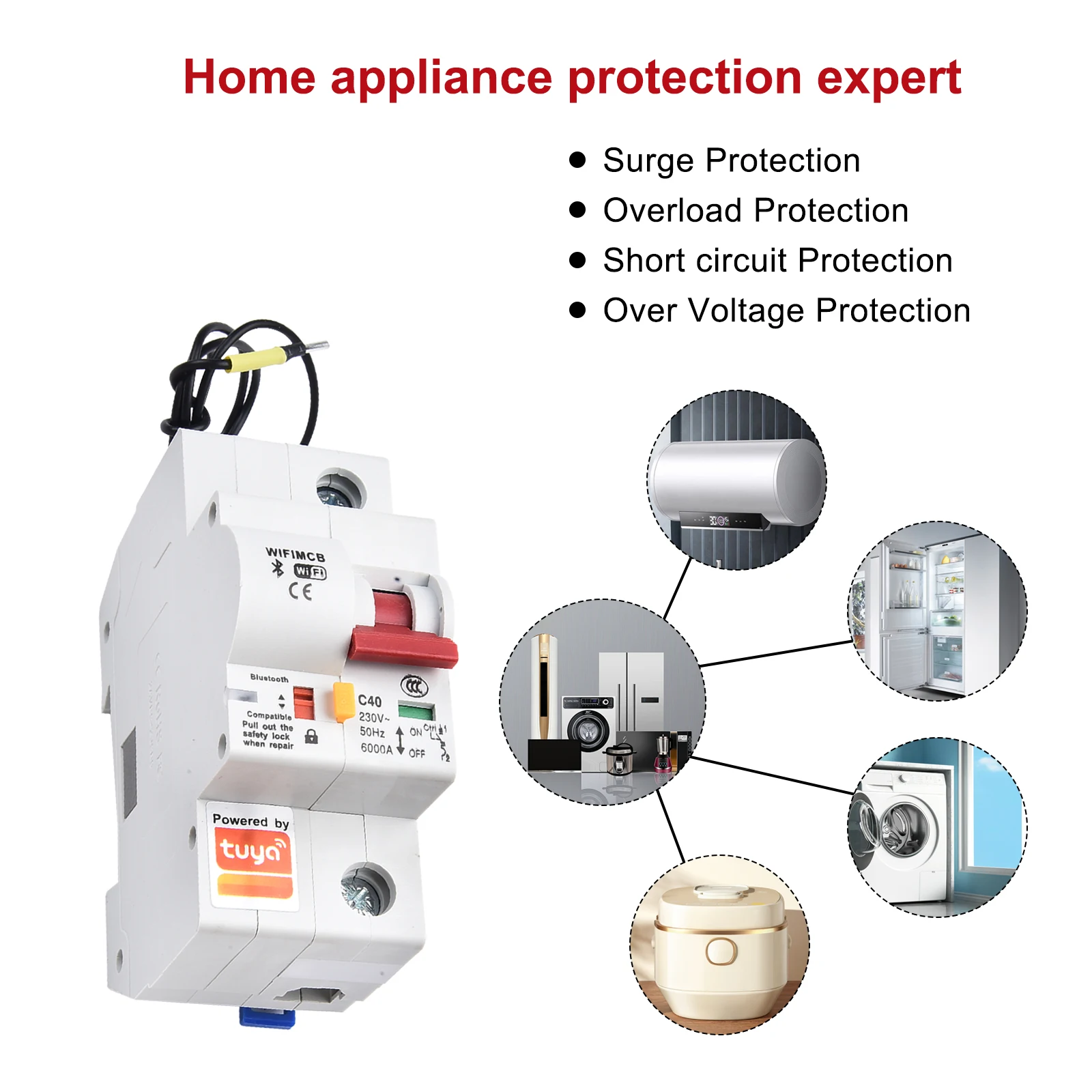 

High Quality Brand New Circuit Breaker Intelligent 1P-4P 1pcs 2.4Ghz Automatic Switch Home Overload Protection