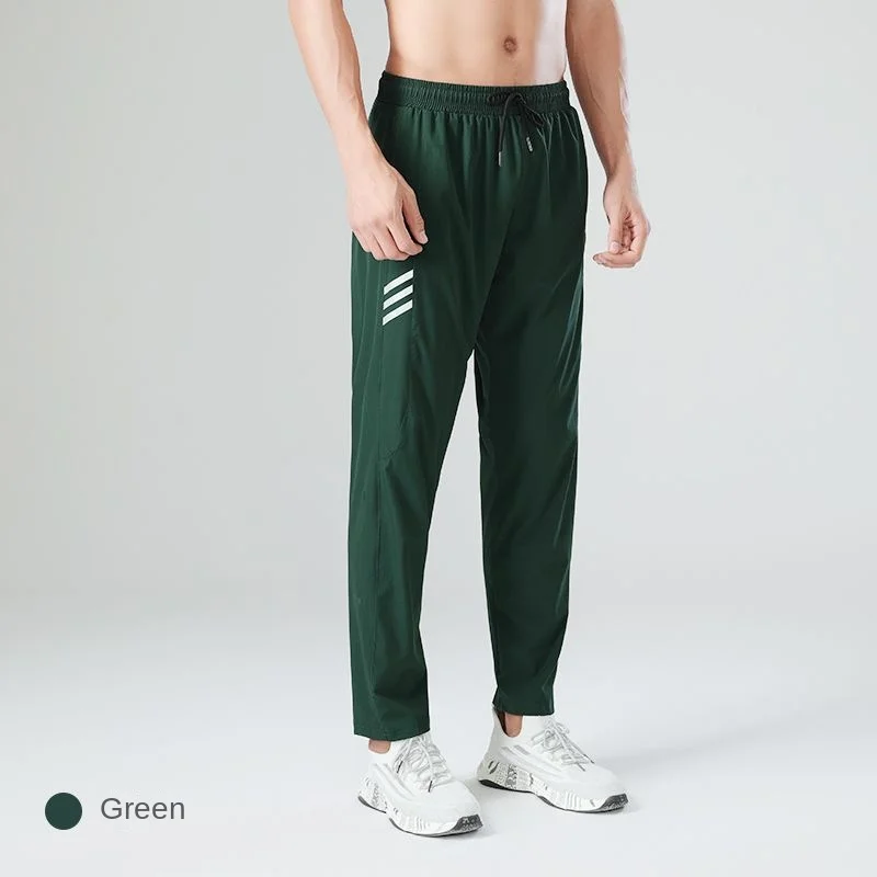 Men's casual pants autumn running quick drying straight tube men's long pants with reflective label three stripes sportswear