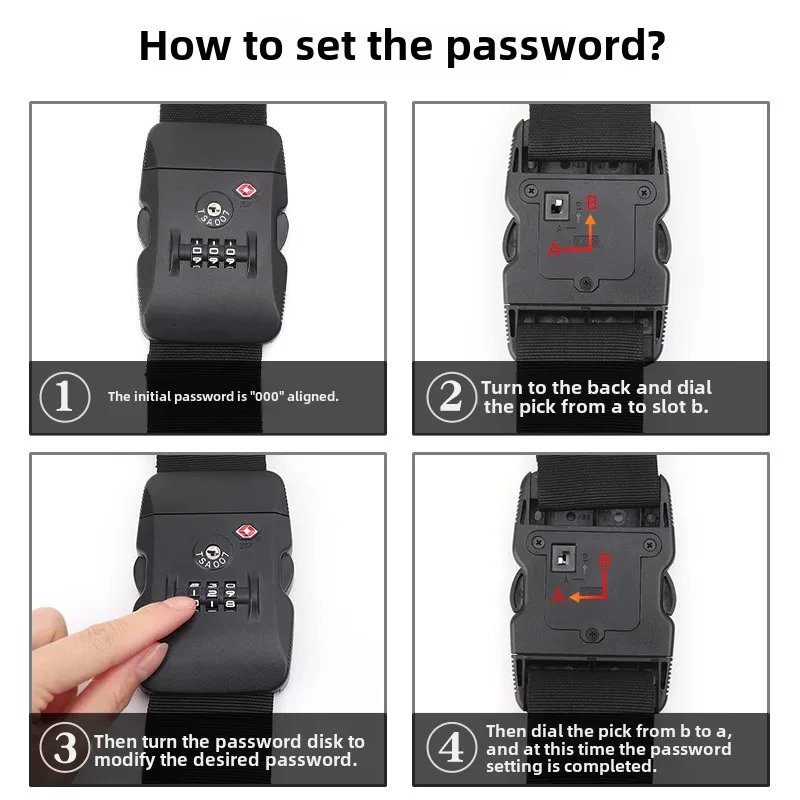 1pc Travel check fixed luggage Strap TSA Customs Code lock one line adjustable packing strap