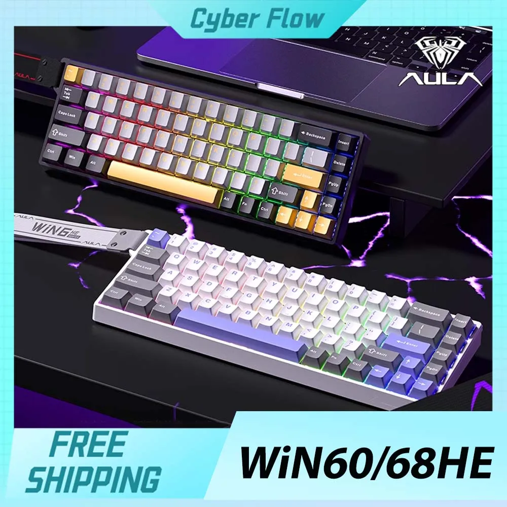 Aula Win60 He Keyboard Win68He Magnetic Switch Keyboard 8k Wired Rgb Customized Hot Swap Esports Gamer Mechanical Keyboards Gift