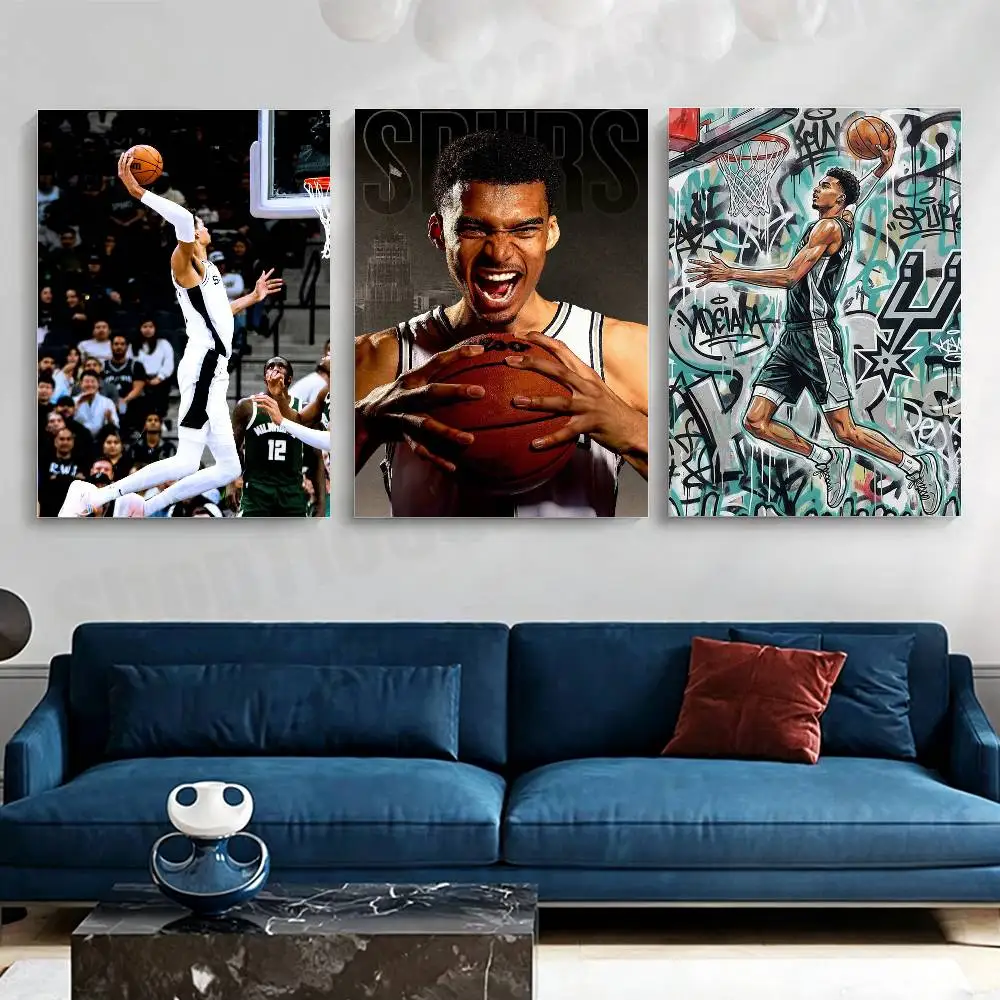 Basketball Star W-Wembanyama Vintage Retro Poster Sticker Classic Art Painting for Home Bedroom Cafe Office Wall Decor view 2