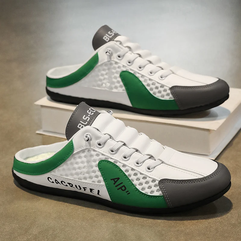 

Summer Half Shoes For Men Slippers Breathable Mesh Sneakers Man Slip-on Shoes Outdoor Comfortable Lightweight Men's Casual Shoes
