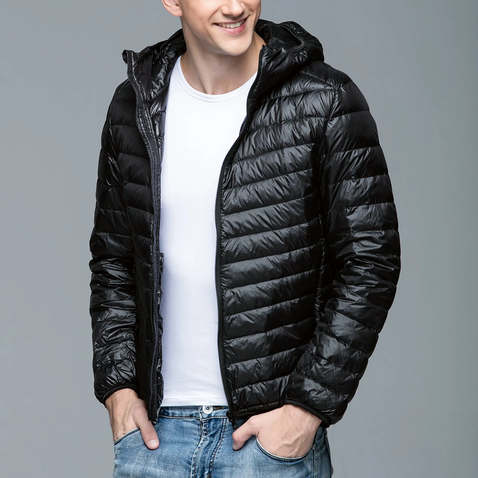 Duck Down Jacket Men Hooded Short Loose Oversized Hoody Ultra Light White Duck Down Jackets Warm Duck Outwear Hoodies Wholesale