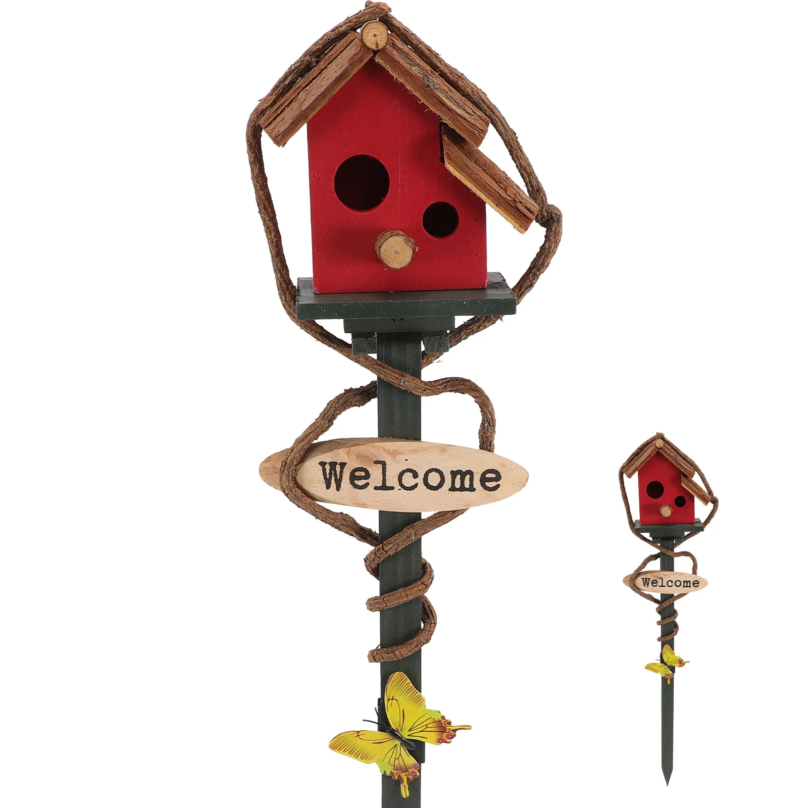 

Wood Pile Bird Feeders for Outdoors outside Wooden Birdhouse Kit Gardening Nest