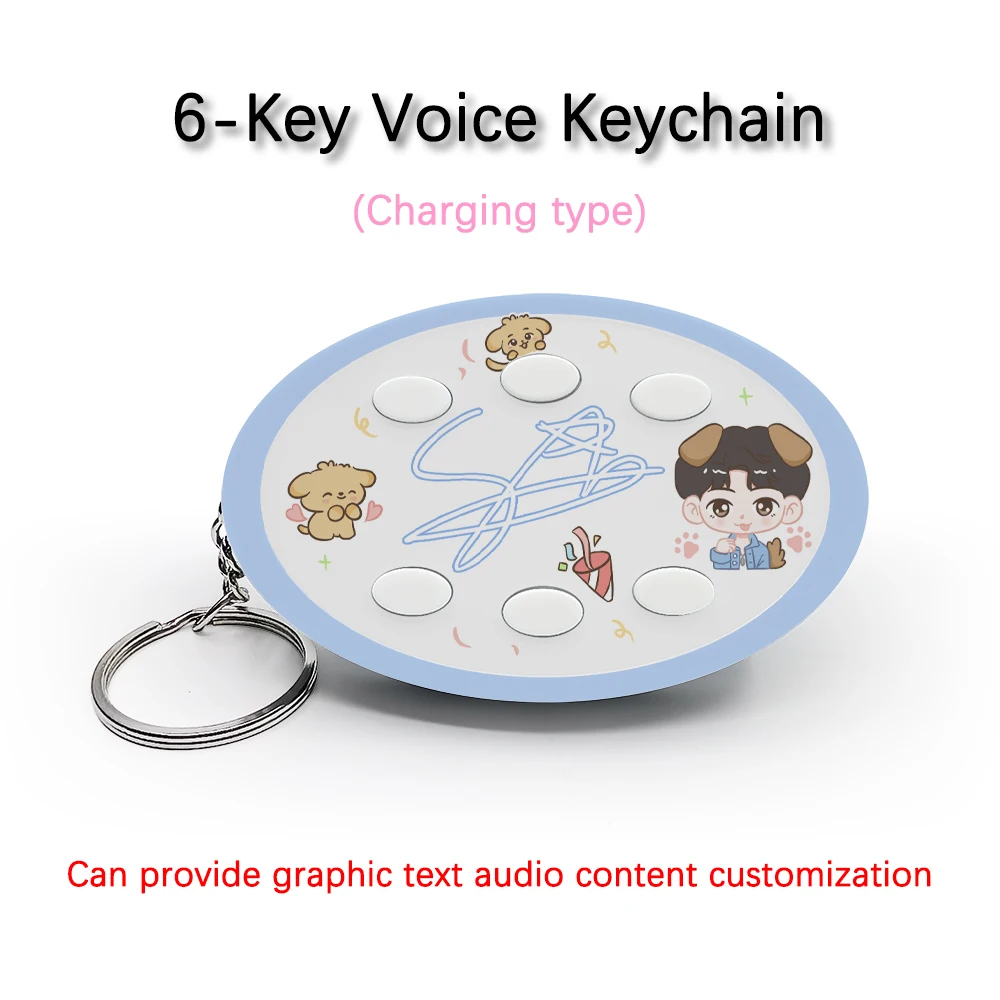 6-Key Voice Keychain For ENHYPEN Idol Sim Jaeyun Voice / Picture Customization With Type-C Charging Cable Creative Pendant Gift