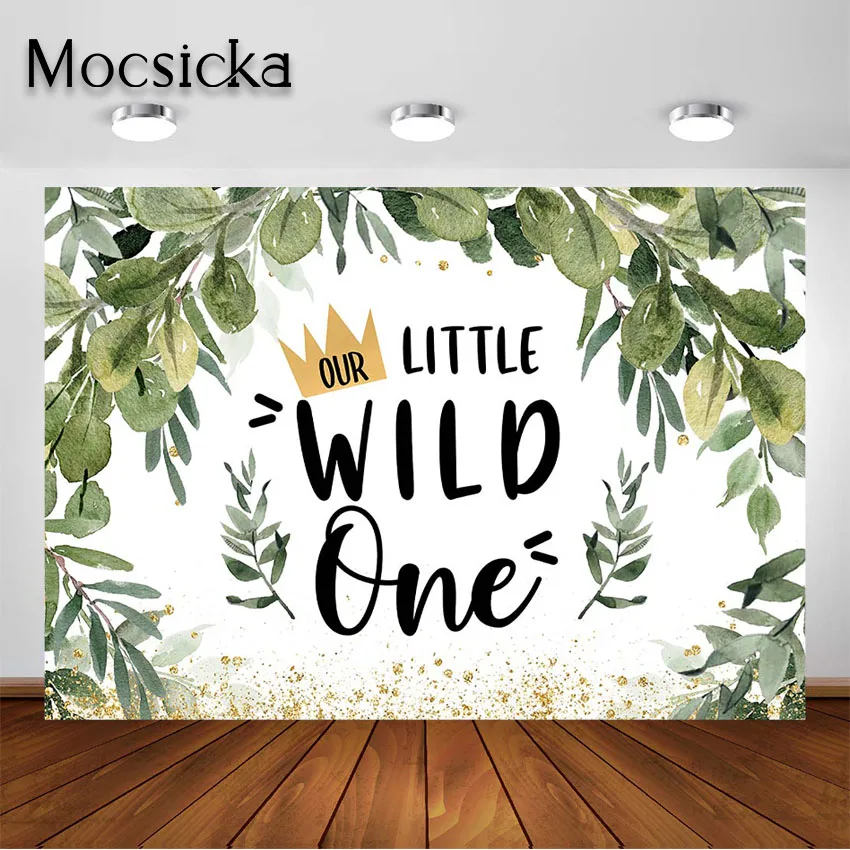 Mocsicka Safari Wild One Backdrop Jungle First Birthday Party Background Boy 1st Birthday Party Decoration Photography Backgroud