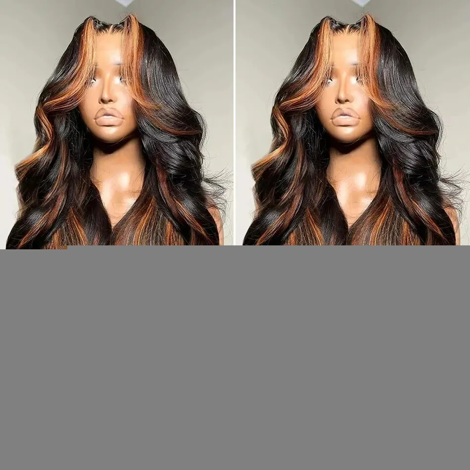 

Ombre Highlight Body Wave Wig Curly 1B/30 13x6 HD Lace Frontal Wigs