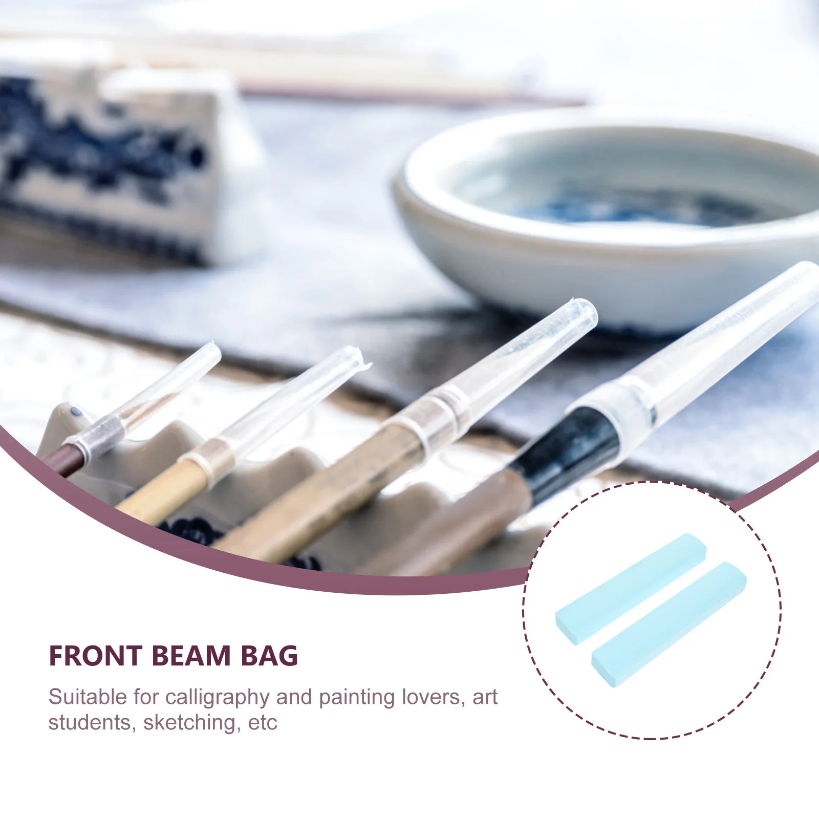 

2pcs Paperweights Sky-Blue Small Plastic Chinese Calligraphy Art Desktop Decor Office Home Supplies Four Precious Articles In