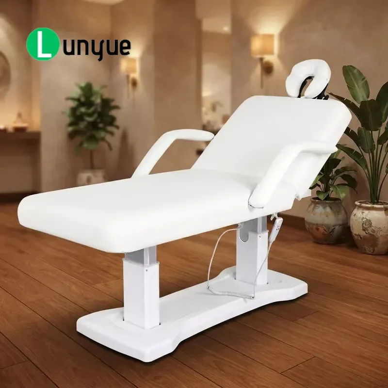 Electric Three Motor Massage Bed Removable Pillow Adjustable Treatment Table for Beauty Hotel Spa Modern Design