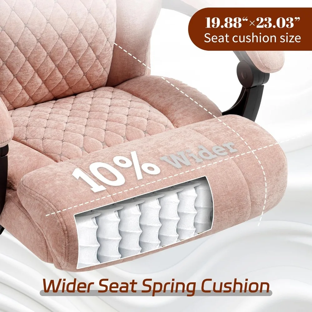 كرسي مكتب كبير وطويل 600 رطل للأشخاص الثقيلين، كراسي تنفيذية كبيرة قابلة للاستلقاء مع مسند للقدمين ودعم قطني قابل للتعديل #5