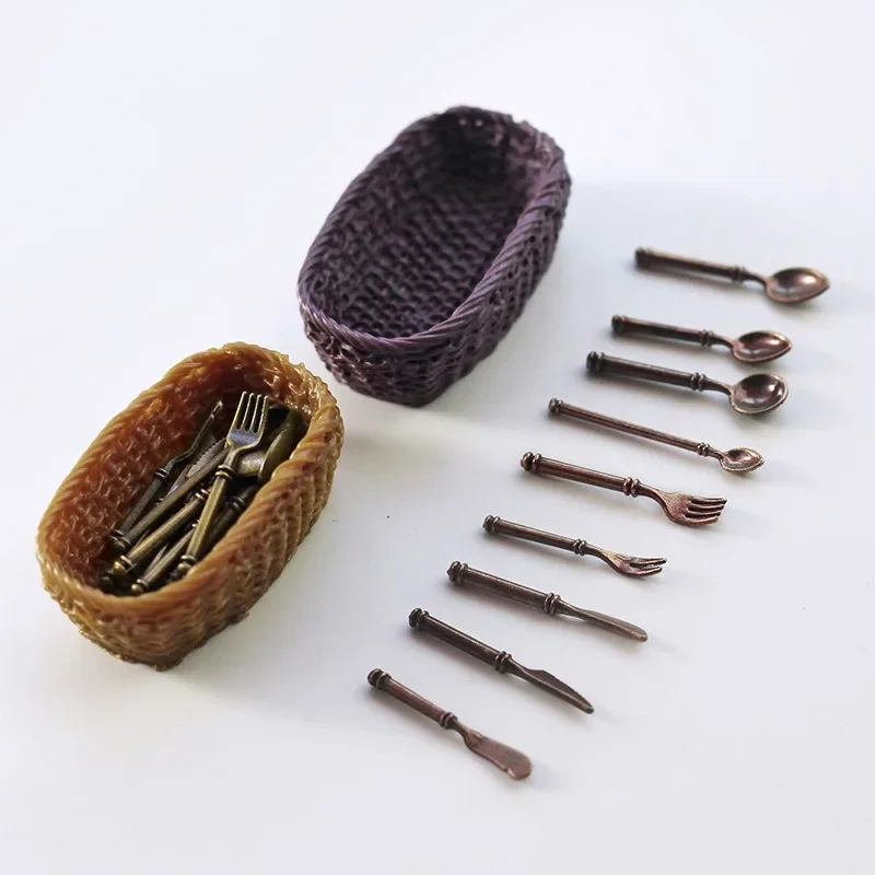 Doll House Mini Western Tableware, Small Knives Forks Spoons Model, Embellishments for Miniature Food Scene Crafts