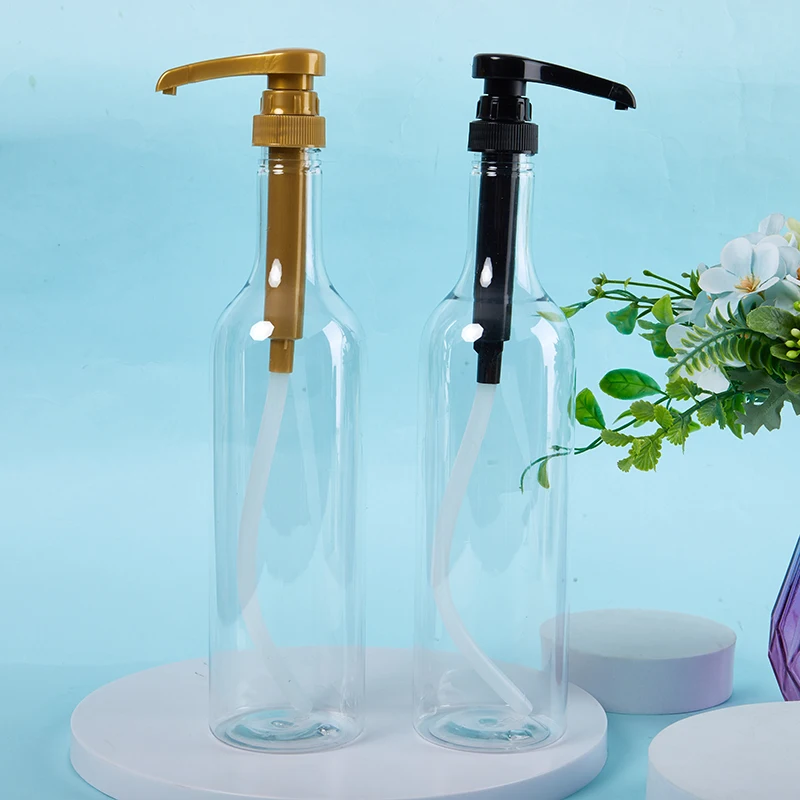 /KQM/750ml Transparent Coffee Syrup Bee Drip Storage Dispenser Pump Bottle Squeeze Milk Bottle Honey Jar Container
