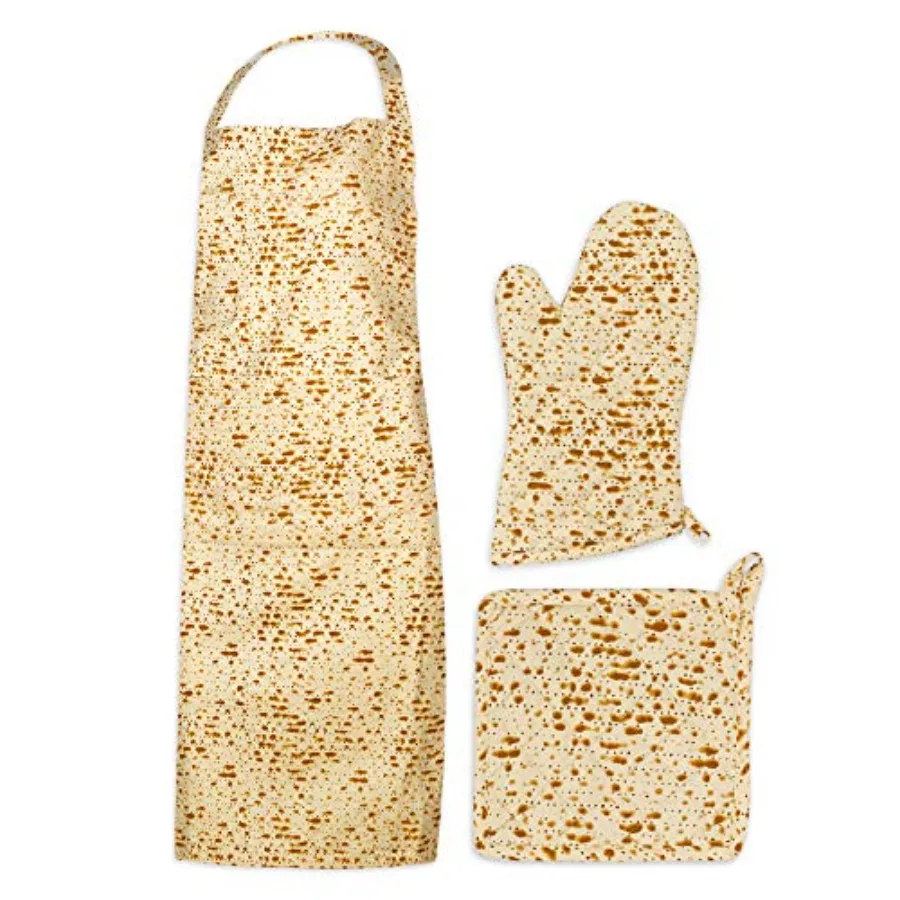 

Passover Kitchen Linen Sets - Print Design - Kitchen Apron - Pot Holder - Oven Mitt - Pesach Seder and Kitchen Accessories